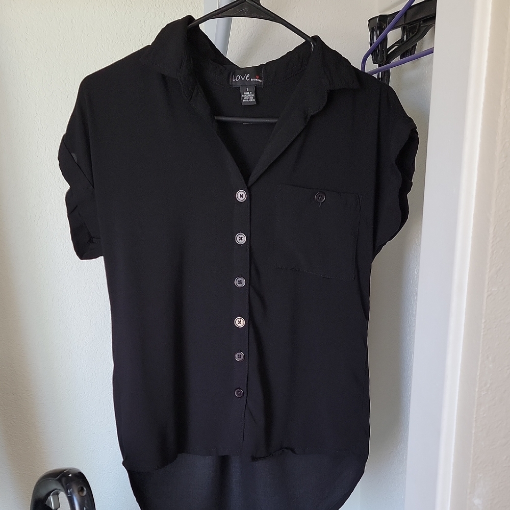 Love Women's Black Button-Down Shirt